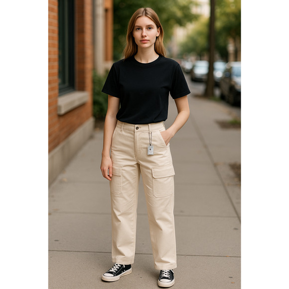 SANCTUARY Pants Size 32 NEW Janice Cargo Pant Cream Ecru Pockets - Picture 1 of 6